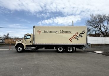 Lindenmeyr Munroe Cut vinyl Truck Installation, Teterboro NJ
